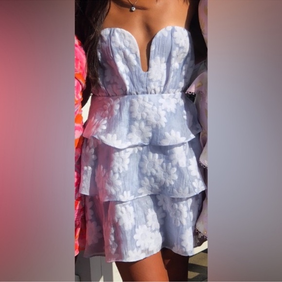 MAJORELLE Andrea Mini Dress in Powder Blue Revolve - Picture 1 of 15